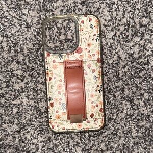 Walli Floral Pattern Phone Case with Brown Strap iPhone 13 pro